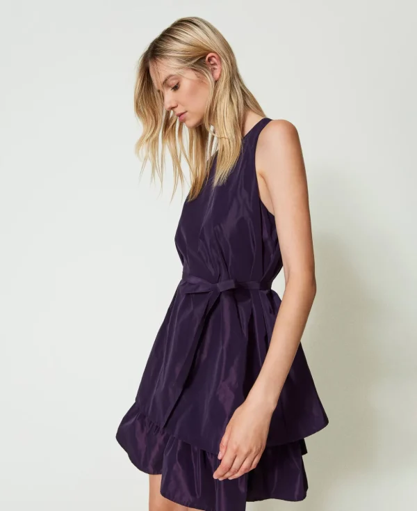 TWINSET Milano Elegante Kleider | Festliche Kleider^Kurzes Kleid Aus Taft Mit Volants Aubergine