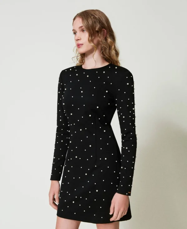 TWINSET Milano Elegante Kleider | Kurze Kleider^Kurzes Kleid Mit Perlen Schwarz