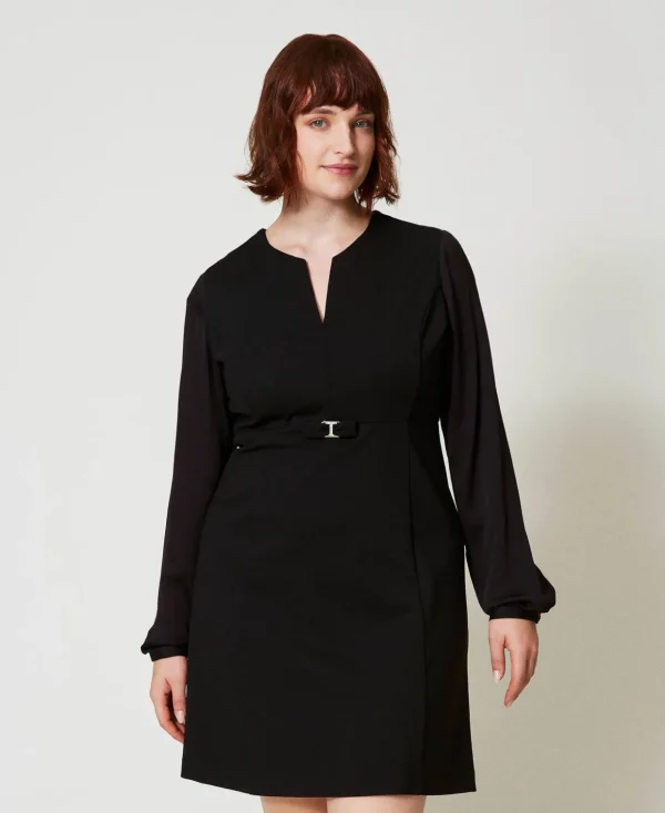 TWINSET Milano Kurze Kleider^Kurzes Kleid Mit Schleife Und Oval T Schwarz