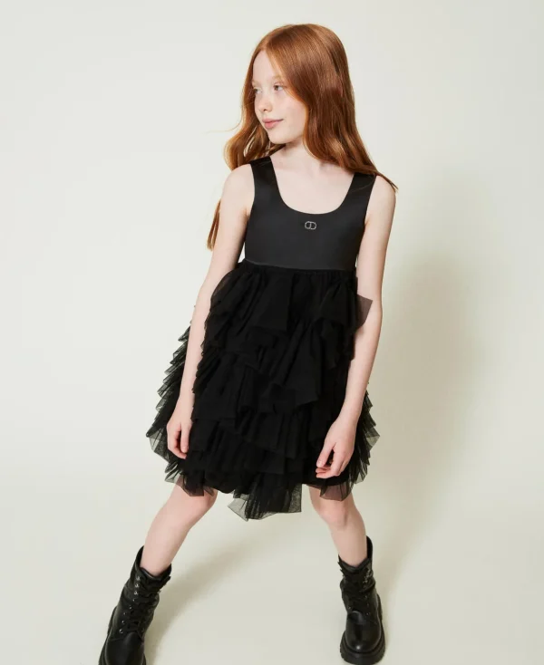 TWINSET Milano Kleider^Kurzes Kleid Mit Tüllvolants Schwarz