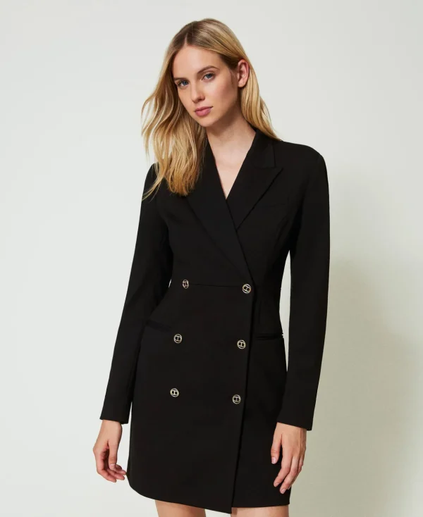 TWINSET Milano Elegante Kleider | Kurze Kleider^Kurzes Mantelkleid Mit Zweireihigem Verschluss Schwarz