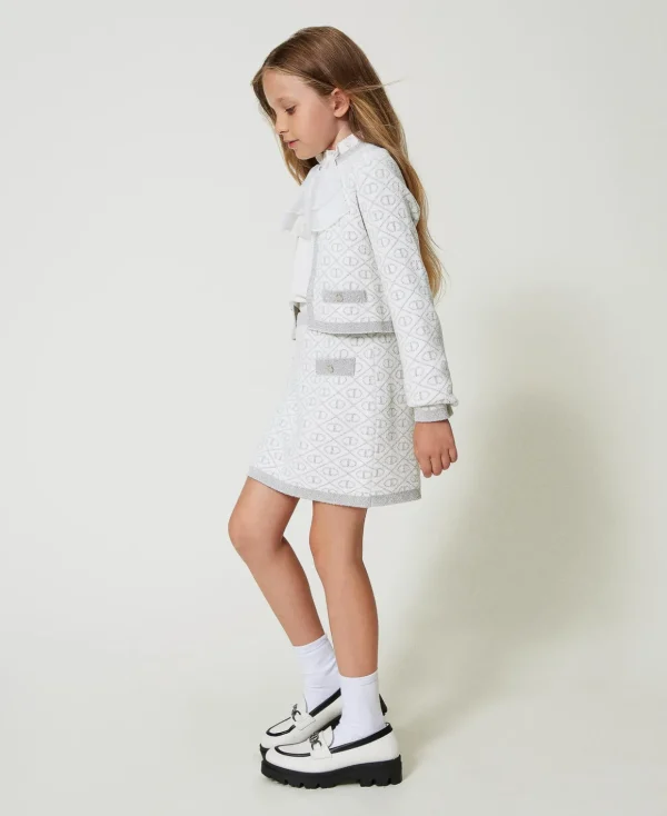 TWINSET Milano Röcke^Kurzjacke Aus Jacquard-Strick Mit Oval Ts Zweifarbig Off White / Silber-Metallic