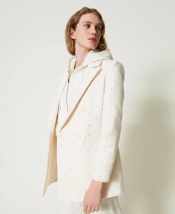 TWINSET Milano Mäntel und Trenchcoats^Kurzmantel Aus Tuch Mit Strass Perlmutt