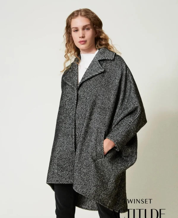 TWINSET Milano Mäntel und Trenchcoats^Kurzmantel Aus Zweifarbigem Tuch Weiß/ Schwarz