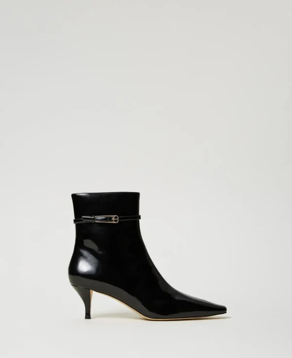 TWINSET Milano Stiefel und Stiefeletten | High Heels^Lackstiefelette Mit Riemchen Schwarz
