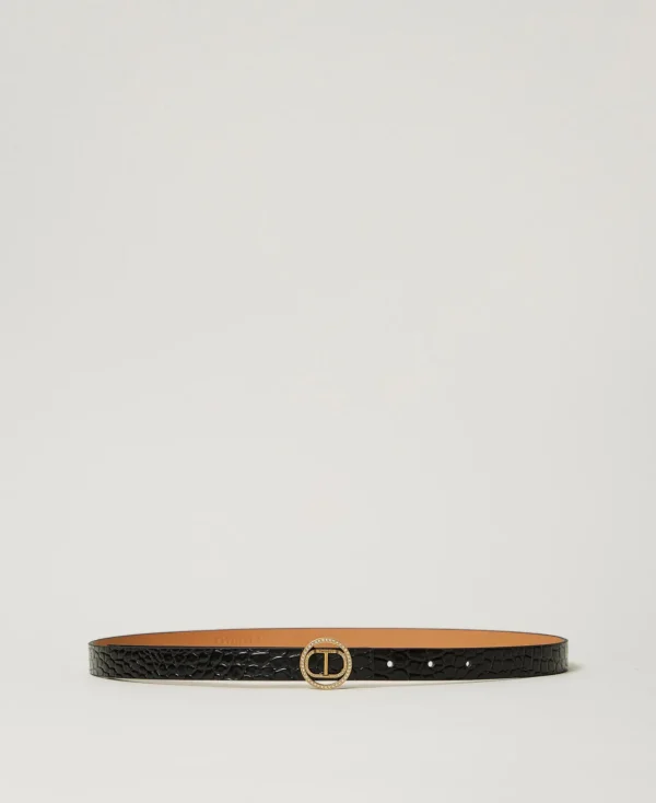 TWINSET Milano Gürtel^Ledergürtel Mit Krokoprägung Schwarz