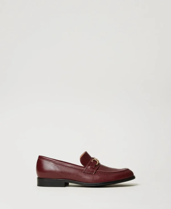 TWINSET Milano Flache Schuhe | Ballerinas und Mokassins^Ledermokassin Mit „Oval T“-Ziertrense Bordeaux
