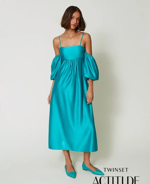 TWINSET Milano Elegante Kleider | Maxikleider^Maxikleid Aus Duchesse „Tropical Emerald“-Grün