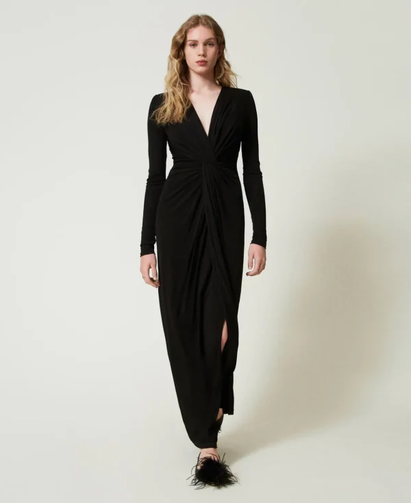TWINSET Milano Elegante Kleider | Maxikleider^Maxikleid Aus Jersey Mit Faltenwurf Schwarz