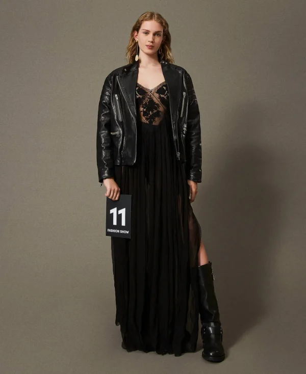 TWINSET Milano Elegante Kleider | Maxikleider^Maxikleid Aus Krepon Und Tüll Schwarz