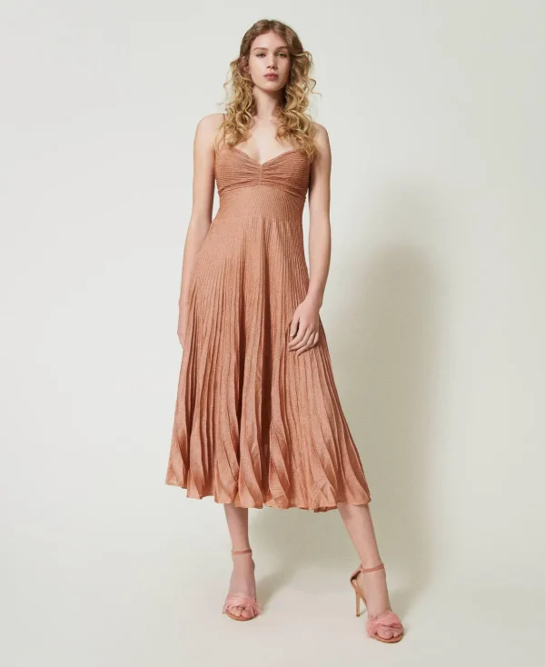 TWINSET Milano Elegante Kleider | Strickkleider^Maxistrickkleid Aus Lurex Mit Plissee Korallenperlen-Lurex