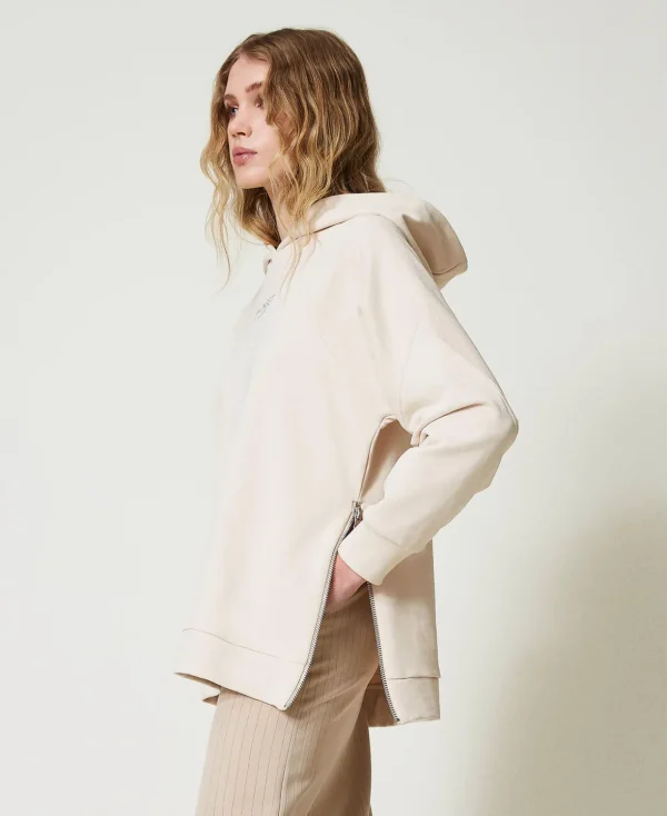 TWINSET Milano Sweatshirts und -jacken^Maxisweatshirt Mit Logo „Old White“