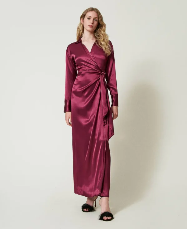 TWINSET Milano Elegante Kleider | Maxikleider^Max-Wickelkleid Aus Satin Bordeaux