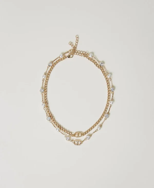 TWINSET Milano Modeschmuck^Mehrreihige Kette Mit Strass Und Oval T New Gold