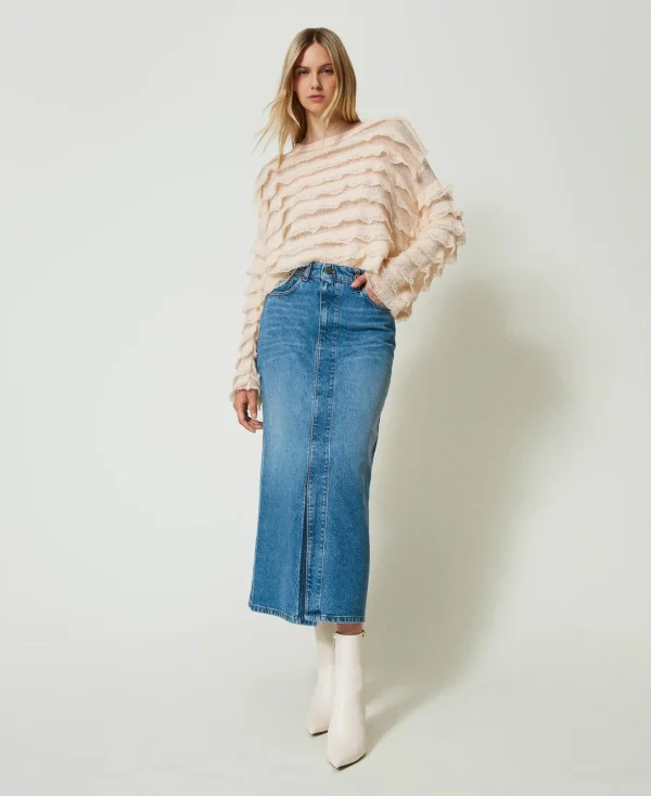 TWINSET Milano Röcke | Hosenanzüge und Kostüme^Midi-Jeansrock Mit Schlitz Denim