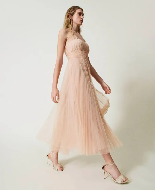 TWINSET Milano Elegante Kleider | Midikleider^Midikleid Aus Plissiertem Tüll Hell-Nude
