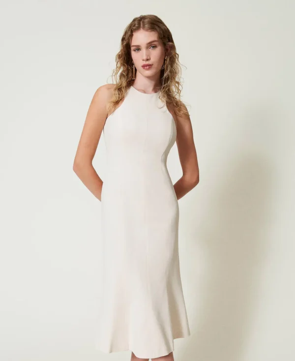 TWINSET Milano Elegante Kleider | Midikleider^Midikleid Mit Amerikanischer Schulter „Old White“