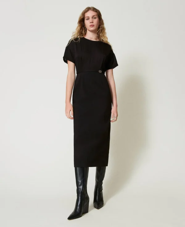 TWINSET Milano Elegante Kleider | Midikleider^Midikleid Mit „Oval T“-Gürtel Schwarz
