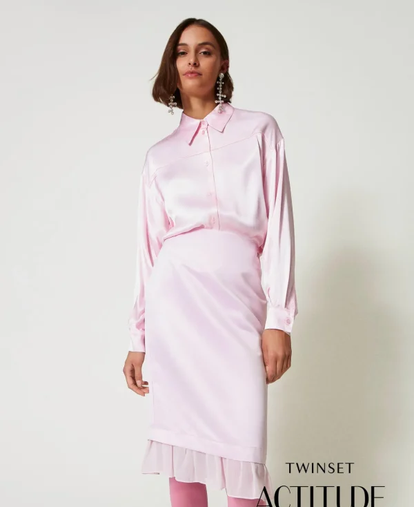 TWINSET Milano Röcke | Hosenanzüge und Kostüme^Midirock Aus Duchesse „Pink Tulle“-Rosa