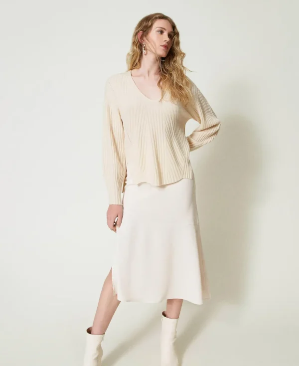 TWINSET Milano Röcke | Hosenanzüge und Kostüme^Midirock Mit „Oval T“-Kettchen „Old White“