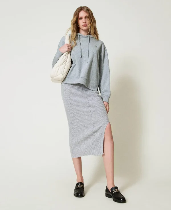 TWINSET Milano Röcke | Hosenanzüge und Kostüme^Midi-Strickrock Aus Wolle-Lurex-Mischung Zweifarbig Grau / Silber