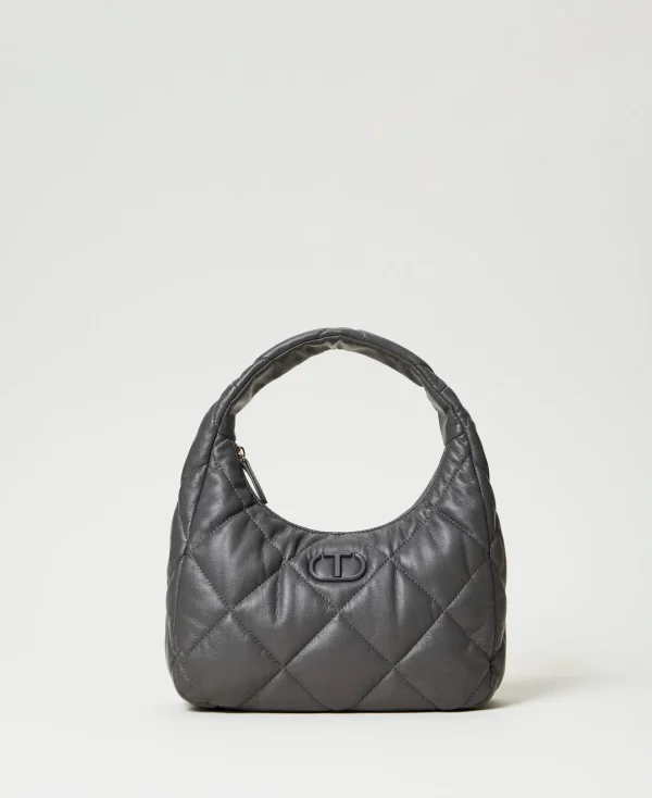 TWINSET Milano Schultertaschen | Hobo-Bags^Mittelgroße Hobo-Stepptasche Mit Wattierung Steingrau