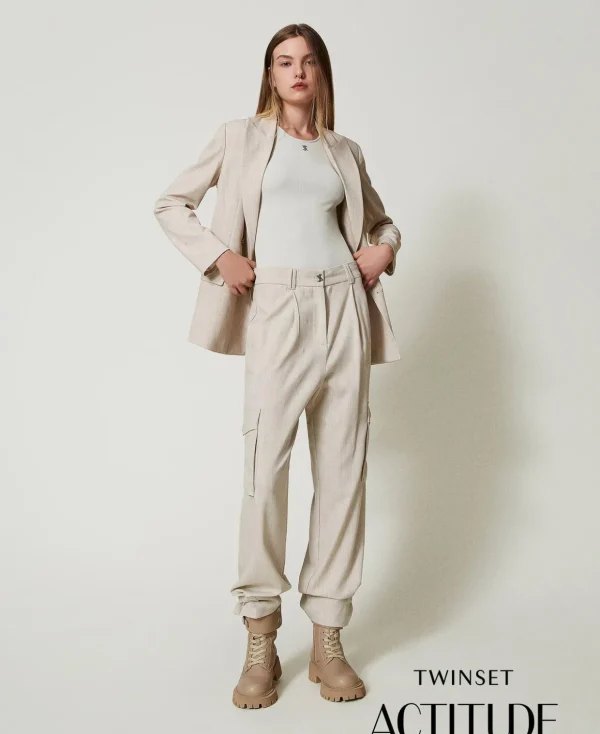 TWINSET Milano Cargohosen | Hosenanzüge und Kostüme^MYFO Cargohose Mit Stickerei Mattgold-Melange