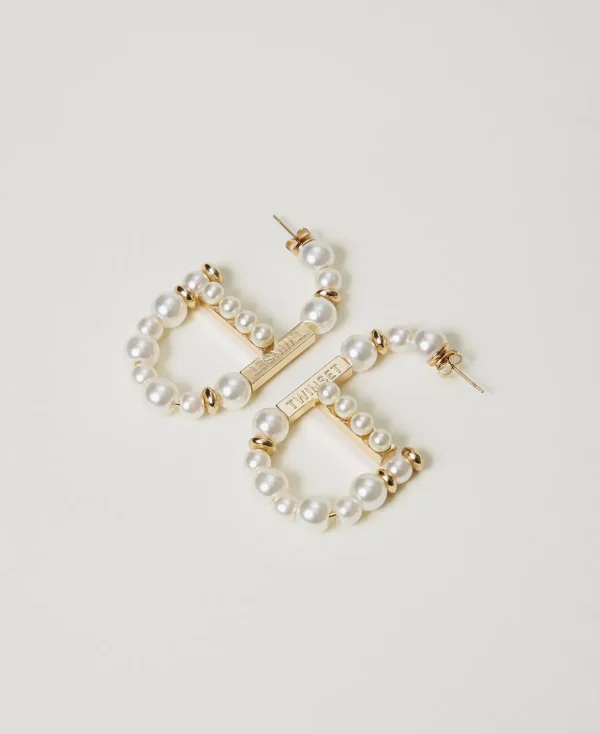 TWINSET Milano Modeschmuck^„Oval T“-Ohrringe Mit Perlen „Old White“