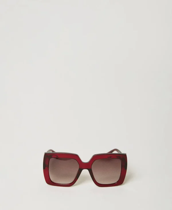 TWINSET Milano Sonnenbrillen^Oversized Karree-Sonnenbrille Shiny Transparency Raspberry