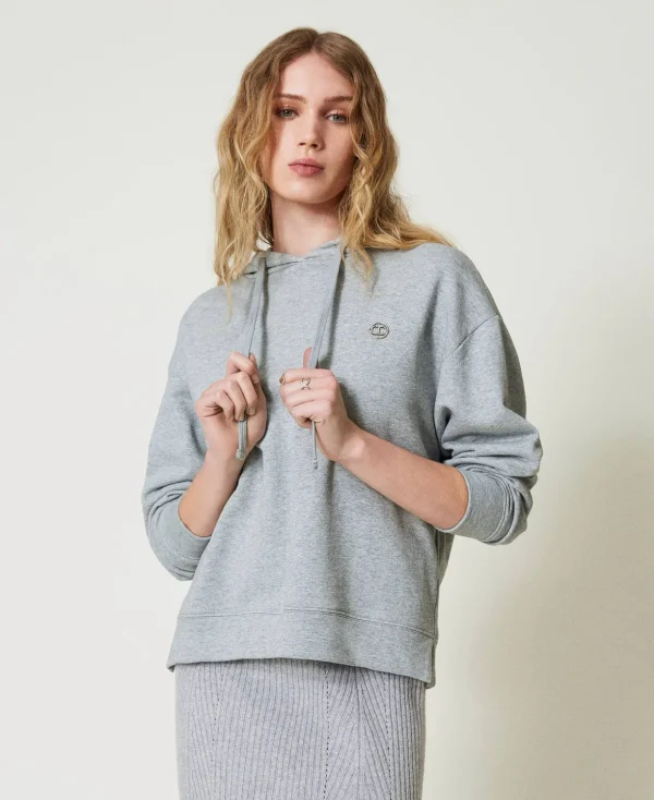 TWINSET Milano Sweatshirts und -jacken^Oversized Sweatshirt Mit „Oval T“-Charm Durchschnittgrau-Mélange