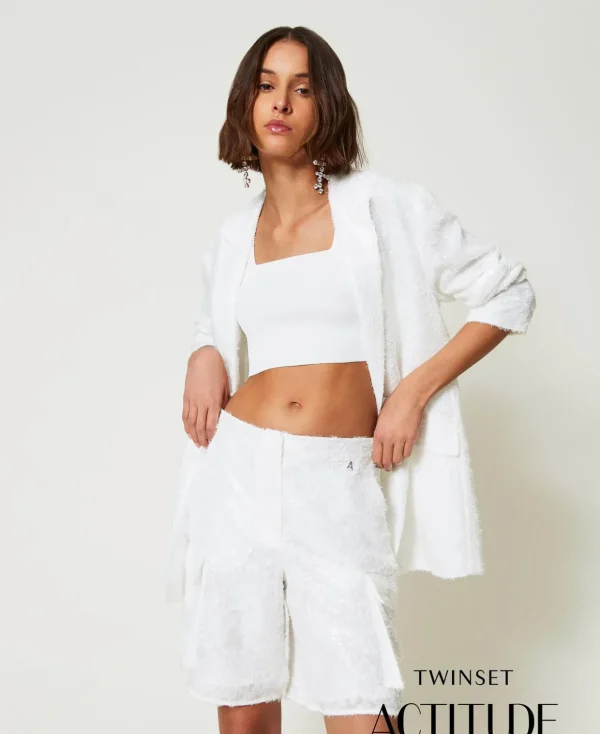 TWINSET Milano Shorts | Hosenanzüge und Kostüme^Paillettenshorts Papers-Weiß