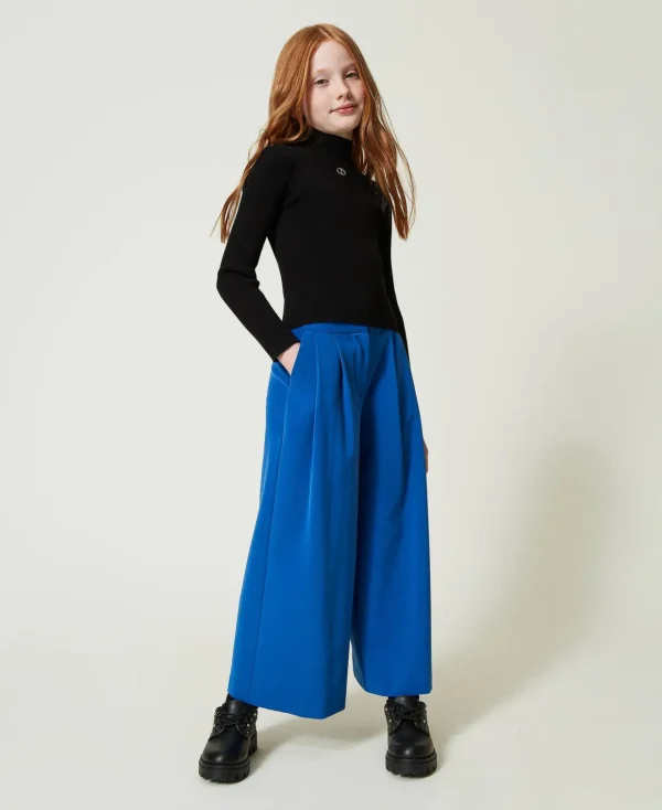 TWINSET Milano Hosen und Jeans^Palazzohose Aus Flanell „Surf“-Blau