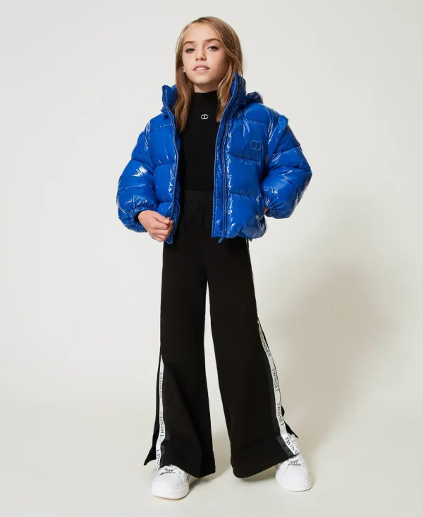 TWINSET Milano Hosen und Jeans^Palazzohose Aus Sweatstoff Mit Logos Schwarz