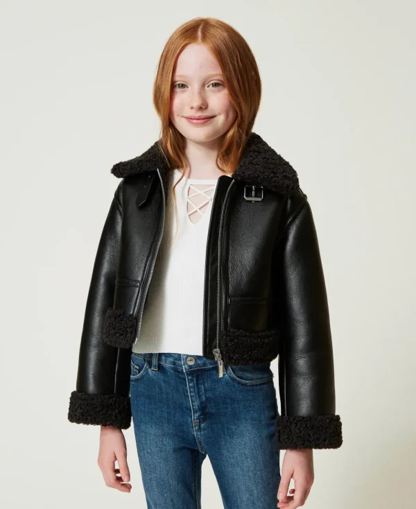 TWINSET Milano Jacken und Outerwear^Pilotenjacke Mit Pelzimitat Schwarz