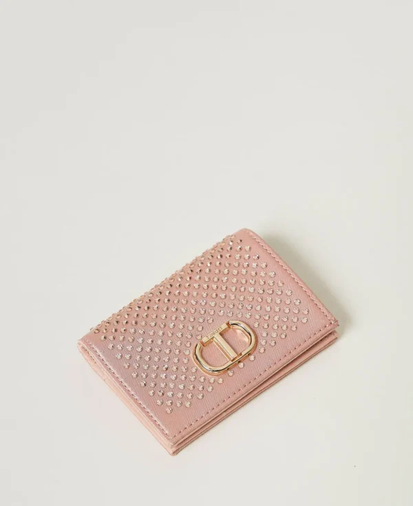 TWINSET Milano Geldbörsen und Schlüsselanhänger^Portemonnaie Aus Satin Mit Strass Und Oval T „Peachy Keen“-Rosa
