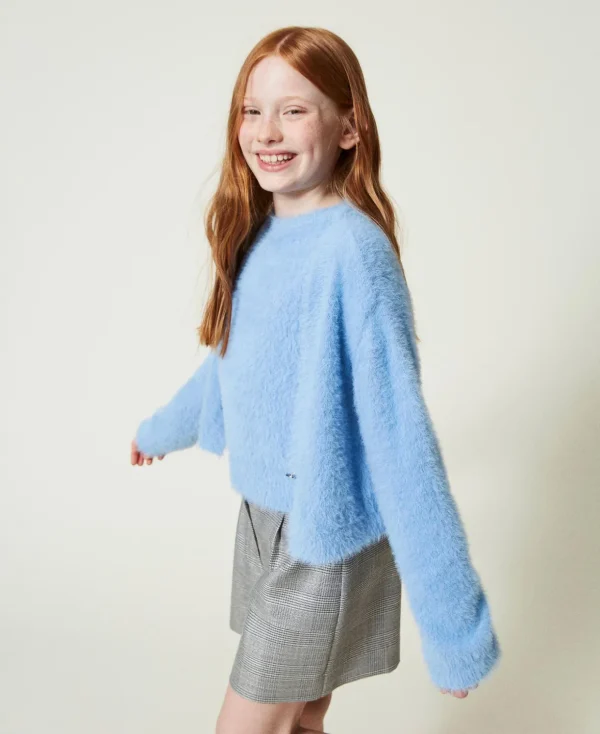 TWINSET Milano Pullover und Cardigans^Pullover Und Cardigan Mit „Oval T“-Knopf „Frozen Fjord“-Azur