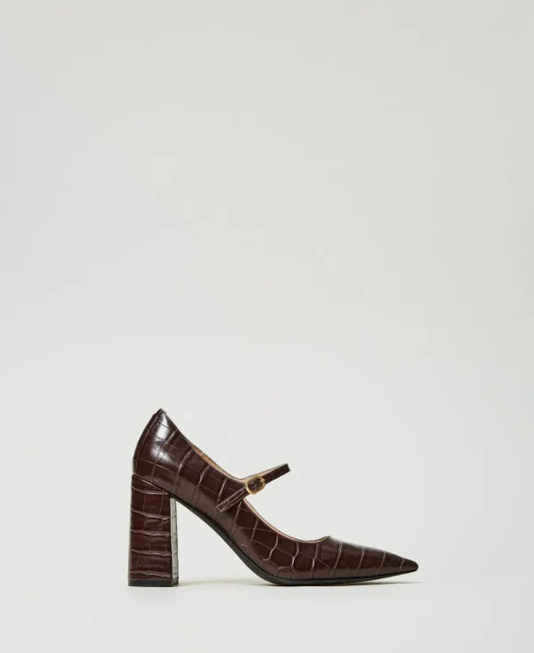 TWINSET Milano Pumps und Sandalen | High Heels^Pumps Mit Krokoprägung Kaffeeschokolade