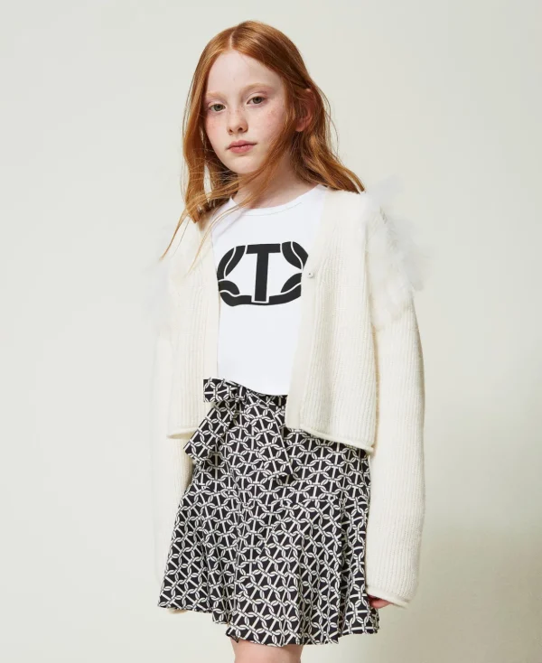 TWINSET Milano Pullover und Cardigans^Regular-Fit-Cardigan Mit Tüllvolants Mattweiß