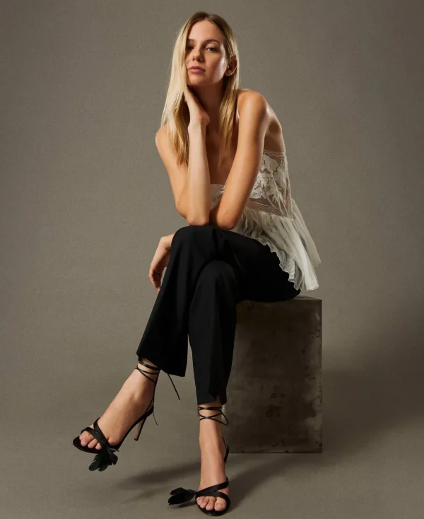 TWINSET Milano Pumps und Sandalen | High Heels^Schnürsandalette Mit Federn Schwarz