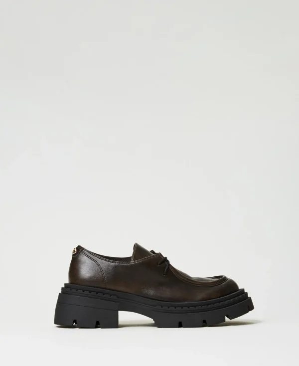 TWINSET Milano Flache Schuhe | Ballerinas und Mokassins^Schnürschuh Mit Oval T Kaffeeschokolade
