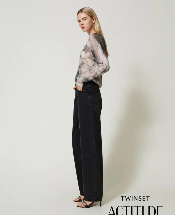 TWINSET Milano Jeans^Schwarze Carrot-Fit-Jeans Mit Fünf Taschen Denimschwarz