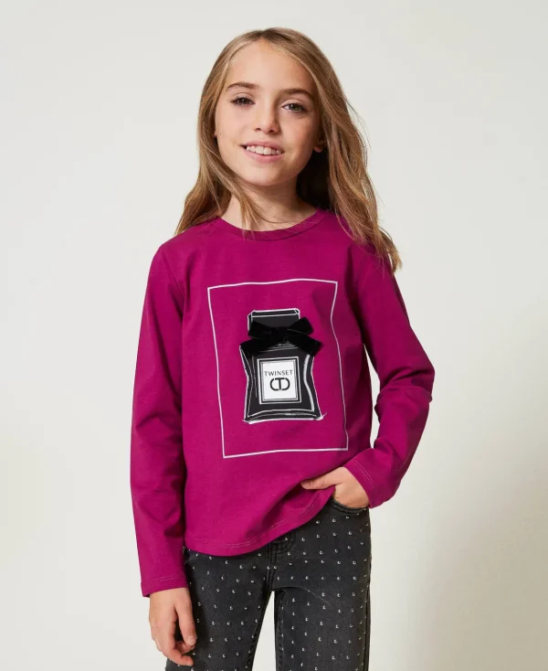TWINSET Milano T-Shirts und Tops^Shirt Mit Print Und Glitzer Magentaviolett