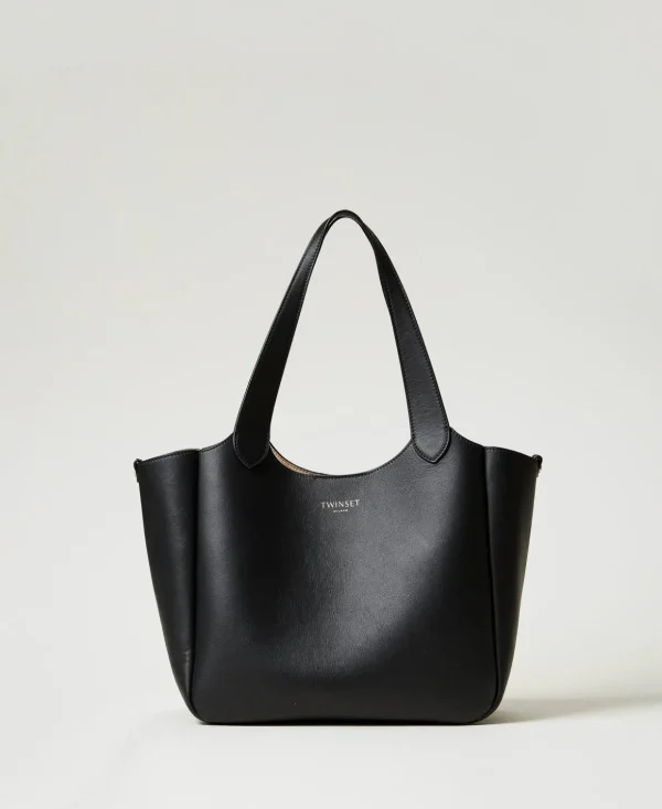 TWINSET Milano Schultertaschen | Shopper^Shopper „Forever“ Aus Leder Schwarz