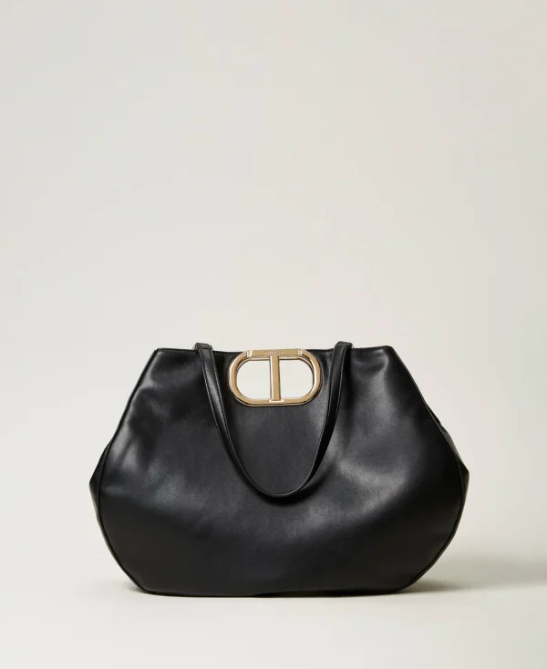 TWINSET Milano Schultertaschen | Shopper^Shopper „Lila“ Mit „Oval T“-Griff Schwarz