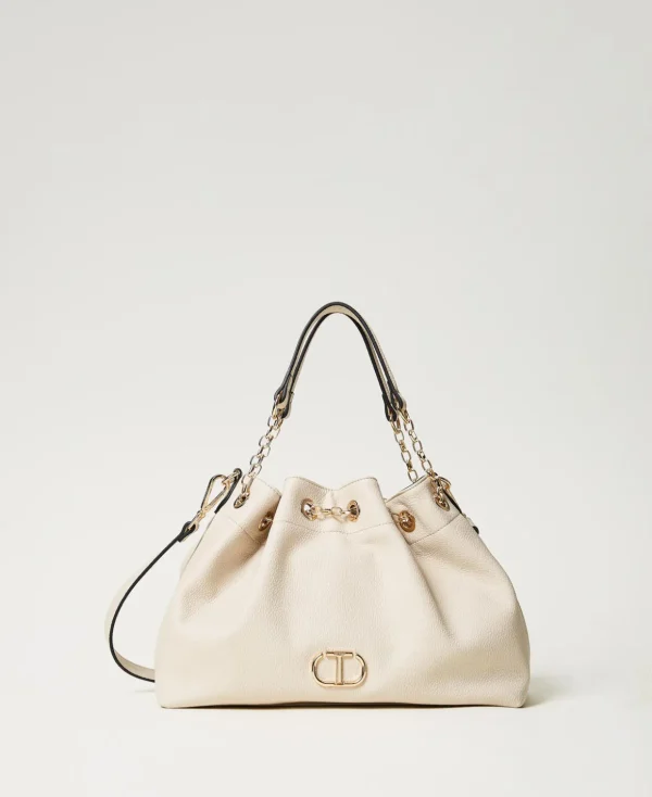TWINSET Milano Handtaschen | Schultertaschen^Shopper Mit Oval T Und Durchlaufenden Henkeln Mattweiß