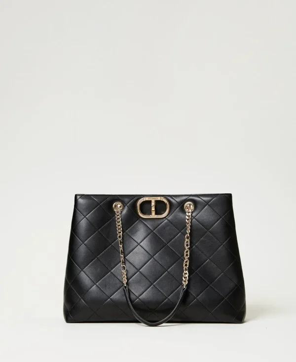 TWINSET Milano Schultertaschen | Shopper^Shopper Mit „Oval T“-Schließe Schwarz
