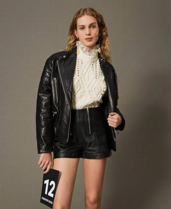 TWINSET Milano Shorts^Shorts „Fairfax“ Aus Leder Mit Reißverschlüssen Schwarz