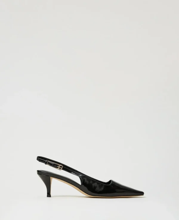 TWINSET Milano Pumps und Sandalen | High Heels^Slingback-Pumps In Lackoptik Schwarz