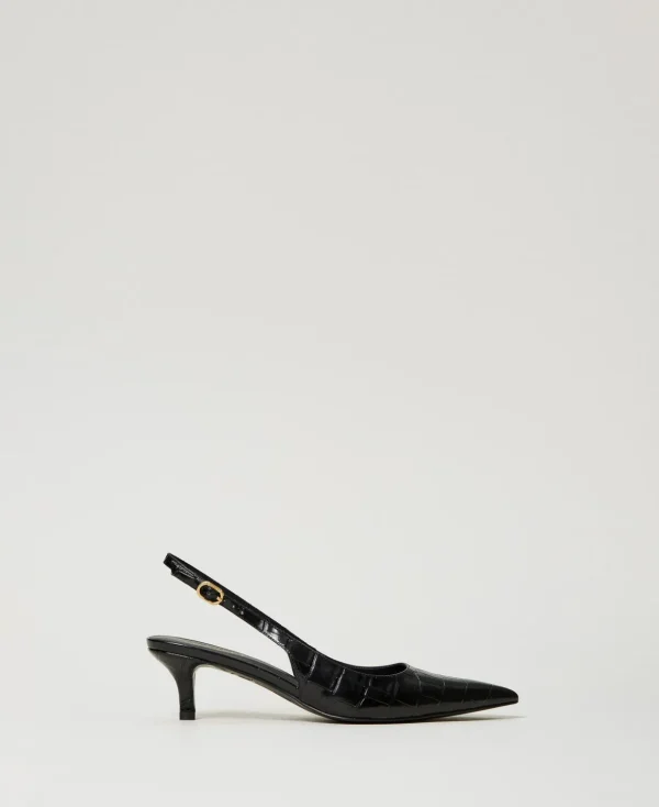 TWINSET Milano Pumps und Sandalen | High Heels^Slingback-Pumps Mit Krokoprägung Schwarz