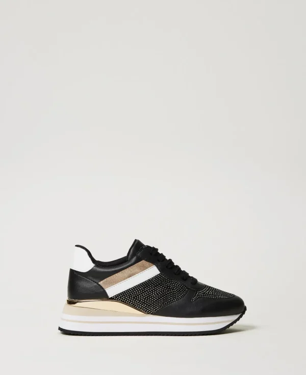 TWINSET Milano Flache Schuhe | Sneakers^Sneaker Im Laufschuhstil Mit Strass Schwarz